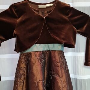 Good Lad Brown Floral Girls Dress with Jacket, Formal Wear